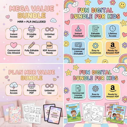 Funny Coloring Pages Kids Learning Bundle with Resell rights | PLR + MRR