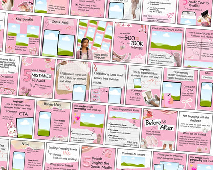 100 Pink Instagram Carousel Templates |PLR & MRR Rights