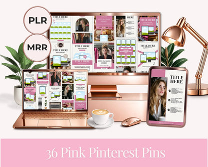36 Pink Color Pinterest Pin Templates | PLR + MRR