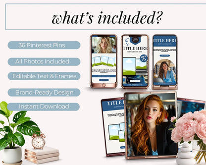 36 Blue Pinterest Pin Templates | PLR + MRR