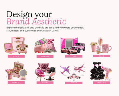 380+ Pink And Gold Clipart Bundle with Resell Rights | PLR + MRR