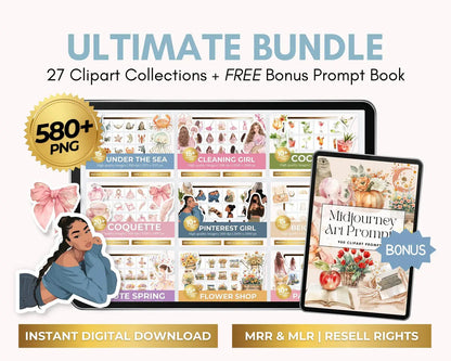580+ Clipart Bundle with Resell rights | 27 Sets | PLR + MRR