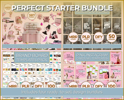 Complete Pack: 387 Aesthetic Elements + 100 Brand Board Templates + 50 Reel Covers + 100 Carousel Templates