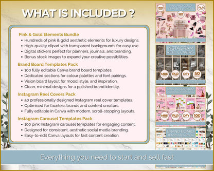 Complete Pack: 387 Aesthetic Elements + 100 Brand Board Templates + 50 Reel Covers + 100 Carousel Templates