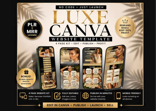 One Page Canva Website Template | Link in Bio, Sales, Portfolio (PLR + MRR)