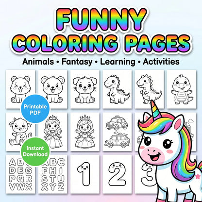 Funny Coloring Pages Kids Learning Bundle with Resell rights | PLR + MRR