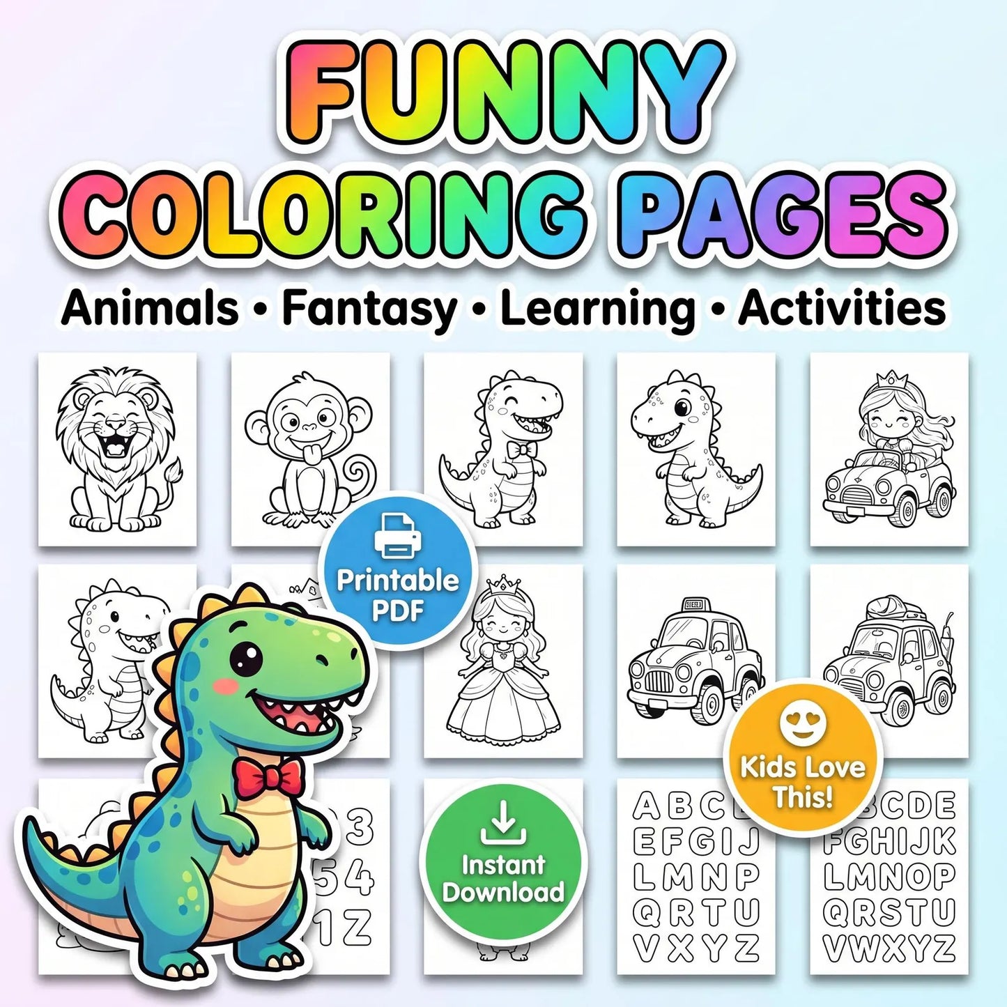 Funny Coloring Pages Kids Learning Bundle with Resell rights | PLR + MRR