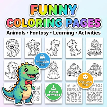 Funny Coloring Pages Kids Learning Bundle with Resell rights | PLR + MRR