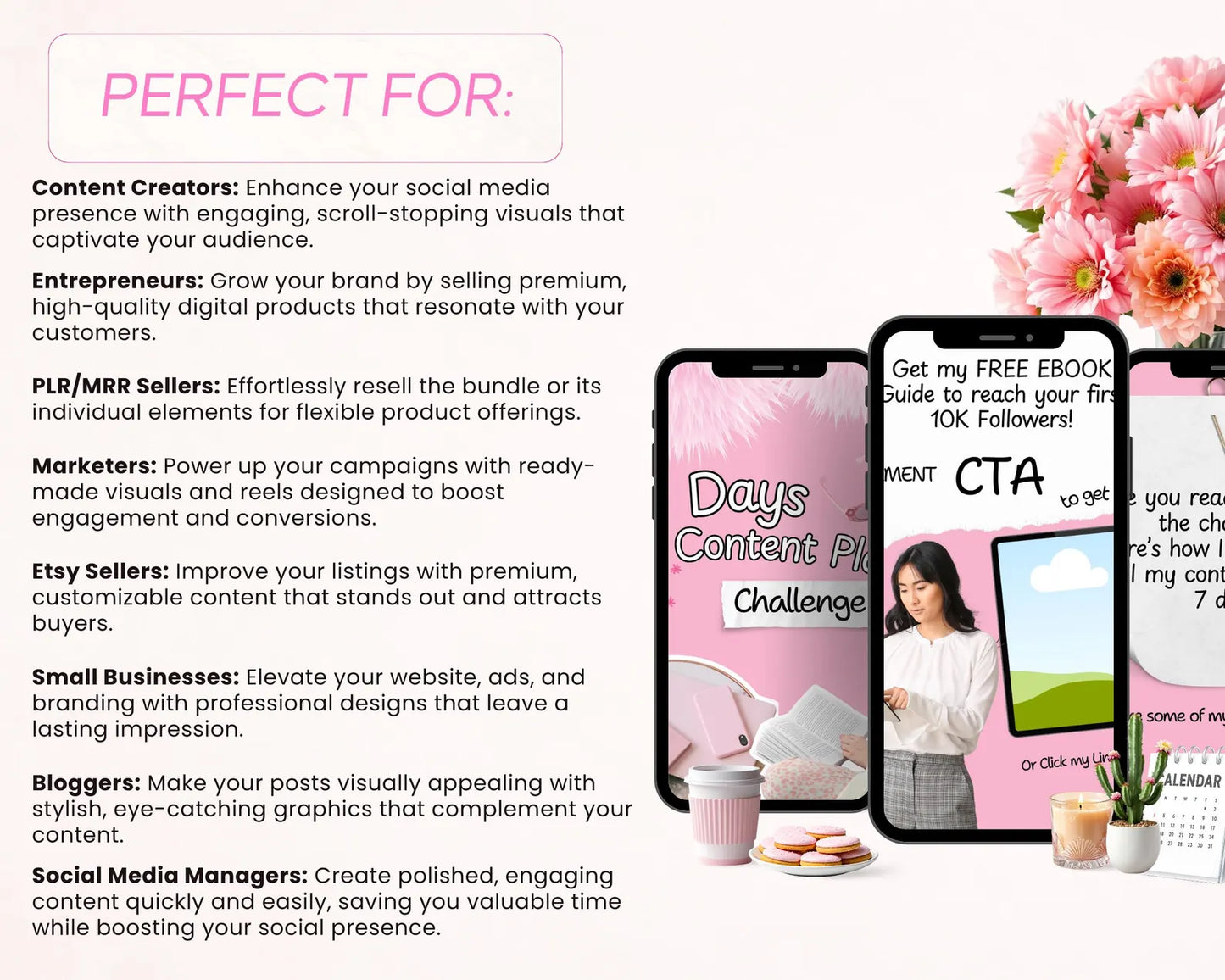 100 Pink Instagram Carousel Templates |PLR & MRR Rights