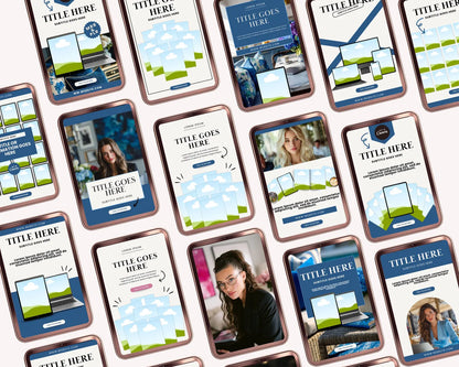 36 Blue Pinterest Pin Templates | PLR + MRR