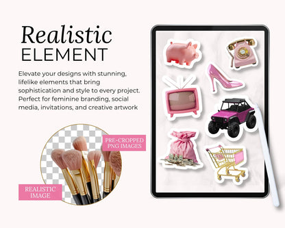 380+ Pink And Gold Clipart Bundle with Resell Rights | PLR + MRR