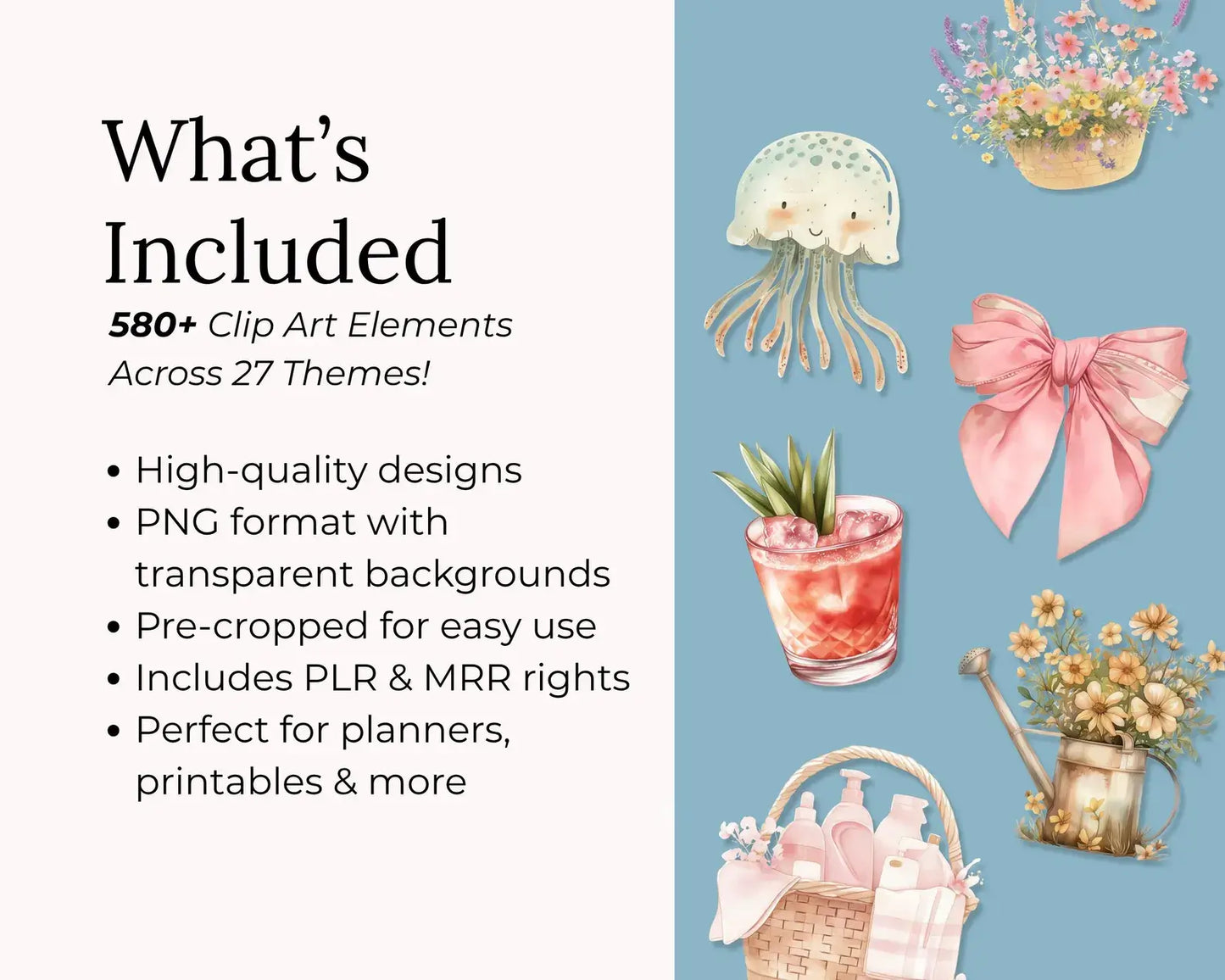 580+ Clipart Bundle with Resell rights | 27 Sets | PLR + MRR
