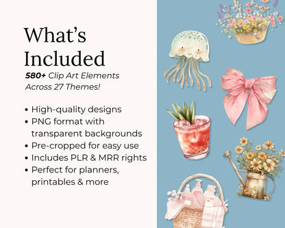 580+ Clipart Bundle with Resell rights | 27 Sets | PLR + MRR