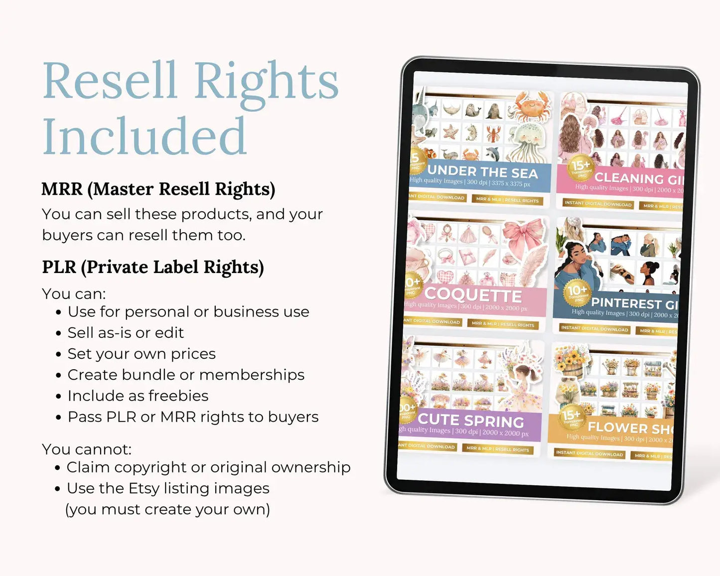 580+ Clipart Bundle with Resell rights | 27 Sets | PLR + MRR