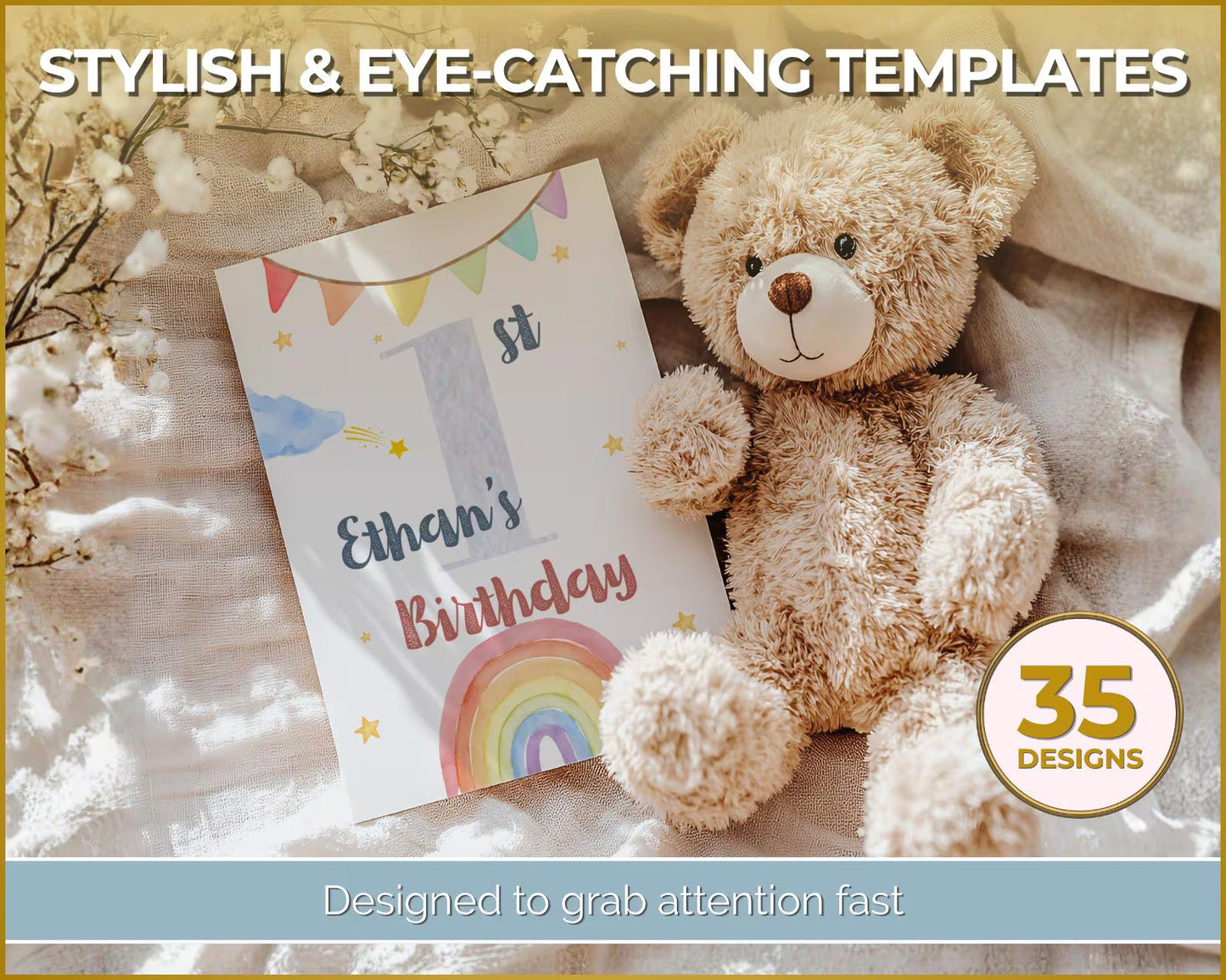 35 Birthday Invitation Templates | Editable Canva Templates | PLR + MRR Digital Product