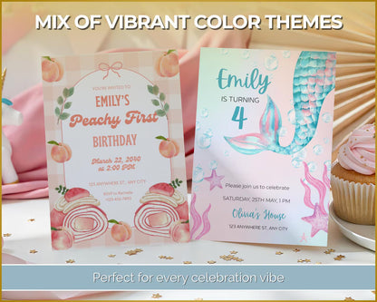 35 Birthday Invitation Templates | Editable Canva Templates | PLR + MRR Digital Product