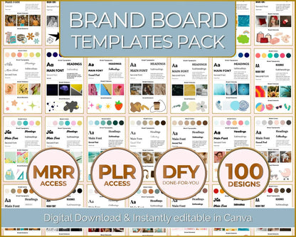 Complete Pack: 387 Aesthetic Elements + 100 Brand Board Templates + 50 Reel Covers + 100 Carousel Templates