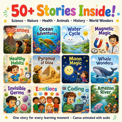50+ Interactive Kids Storybooks Bundle with Resell Rights |Animated & Voice-Narrated | Science, Nature, Health, Animals & Educational Learning Activities