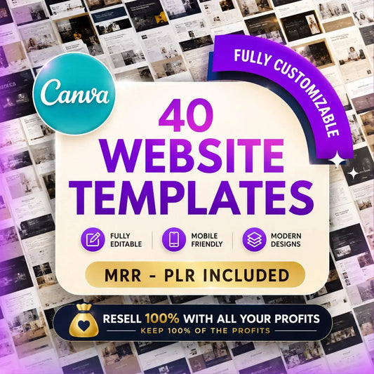 40 PLR Canva Website Template Bundle