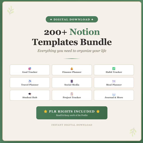 200+ Notion Templates: Notion Journals, Notion Calendars, Notion Planners, Bonuses, & Much More!