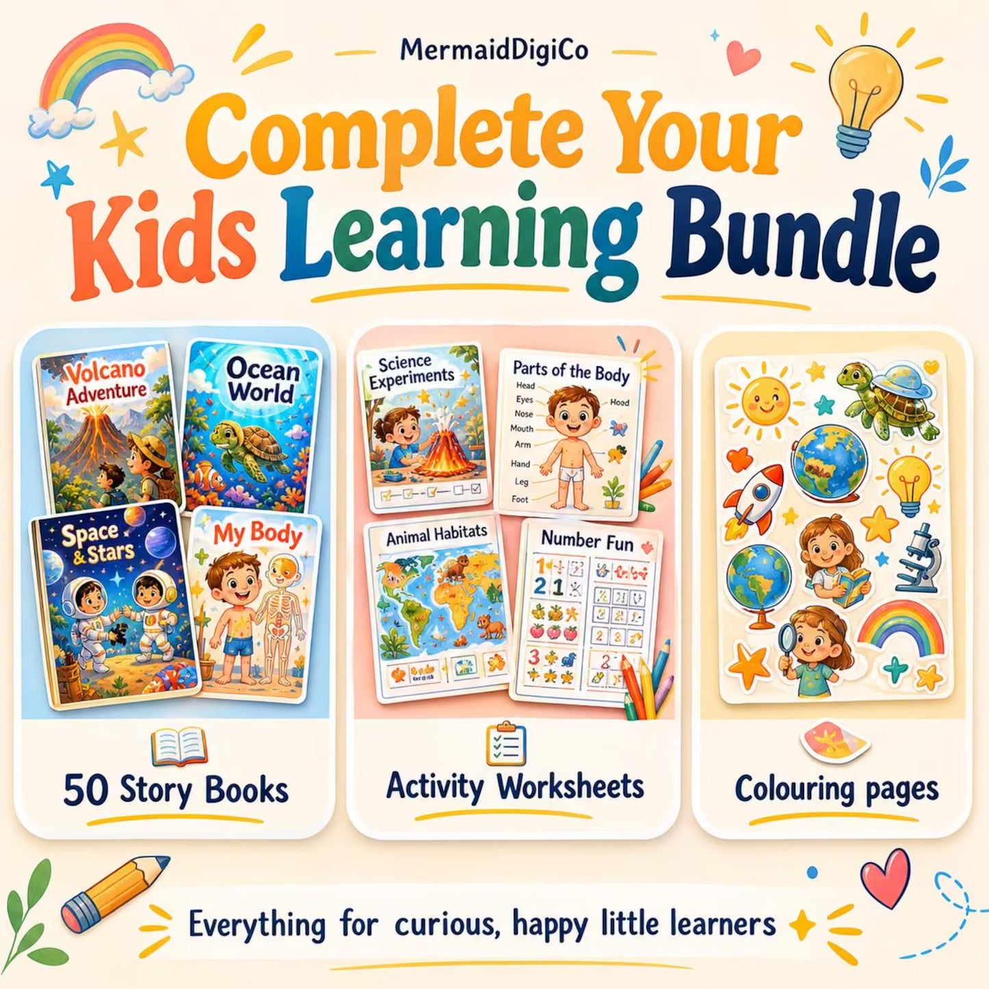 50+ Interactive Kids Storybooks Bundle with Resell Rights |Animated & Voice-Narrated | Science, Nature, Health, Animals & Educational Learning Activities