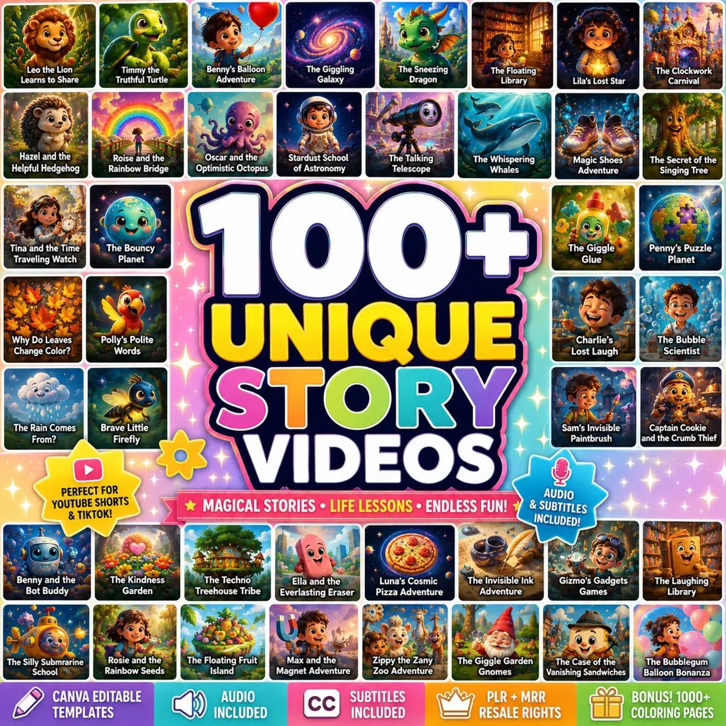 100+ Animated Kids Story Videos Bundle with PLR + MRR Rights
