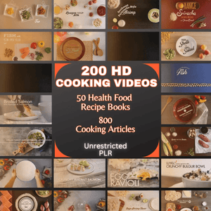 200 HD Videos + 50 Recipe eBooks + 800 Articles | PLR Resell & Monetization Pack